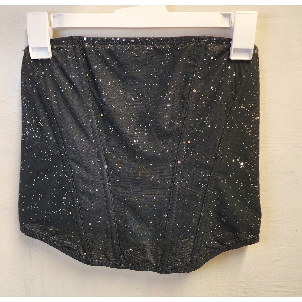 New Auden Women's Sexy Black Sparkly Corset Hook & Eye Size M